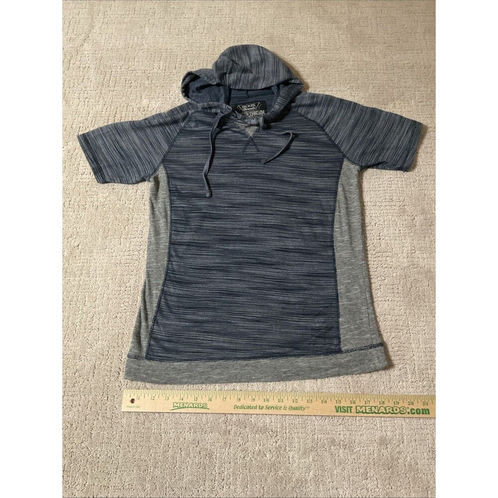 BROKEN THREADS Men’s Short Sleeve Lightweight Size S Hoodie Pullover Blue/Gray
